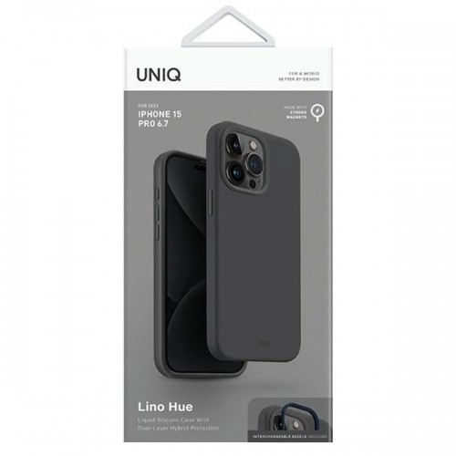 UNIQ etui Lino Hue iPhone 15 Pro Max 6.7" Magclick Charging szary|charcoal grey image 4