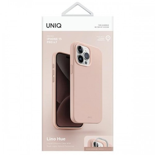 UNIQ etui Lino Hue iPhone 15 Pro Max 6.7" Magclick Charging różowy|blush pink image 4