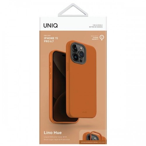 UNIQ etui Lino Hue iPhone 15 Pro Max 6.7" Magclick Charging pomarańczowy|sunset orange image 4
