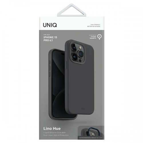 UNIQ etui Lino Hue iPhone 15 Pro 6.1" Magclick Charging szary|charcoal grey image 4