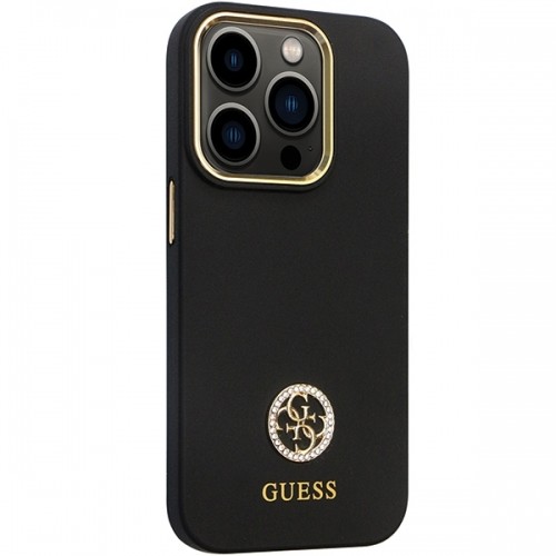 Guess GUHCP14LM4DGPK iPhone 14 Pro 6.1" czarny|black hardcase Silicone Logo Strass 4G image 4