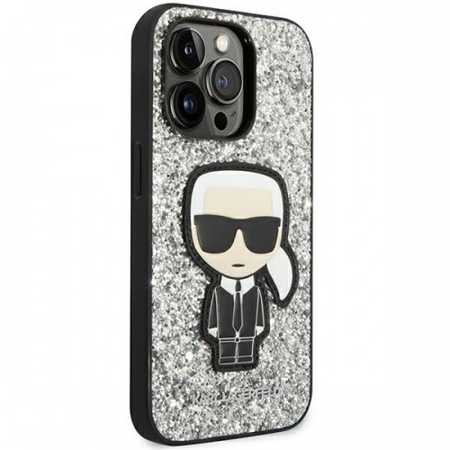 Karl Lagerfeld KLHCP14XGFKPG iPhone 14 Pro Max 6,7" hardcase srebrny|silver Glitter Flakes Ikonik image 4