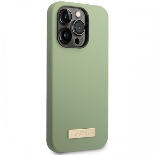 Guess GUHMP14XSBPLA iPhone 14 Pro Max 6.7" zielony|khaki hard case Silicone Logo Plate MagSafe image 4