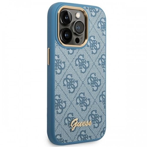 Guess GUHCP14XHG4SHB iPhone 14 Pro Max 6,7" niebieski|blue hard case 4G Vintage Gold Logo image 4