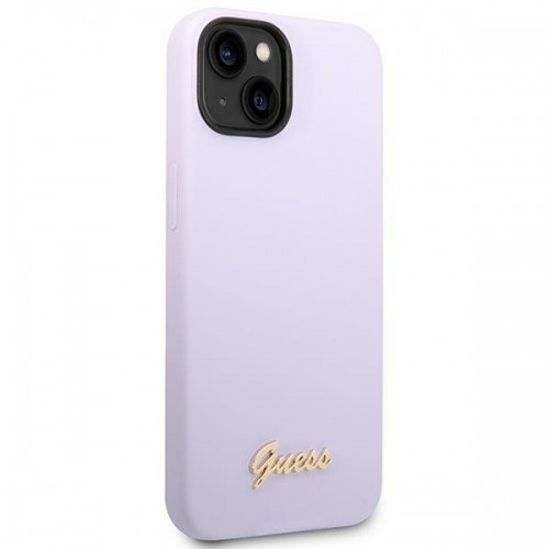 Guess GUHCP14SSLSMU iPhone 14 6,1" fioletowy|purple hard case Silicone Vintage Gold Logo image 4
