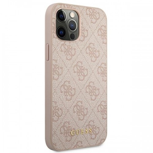 Guess GUHCP12MG4GFPI iPhone 12 | 12 Pro 6,1" różowy|pink hard case 4G Metal Gold Logo image 4