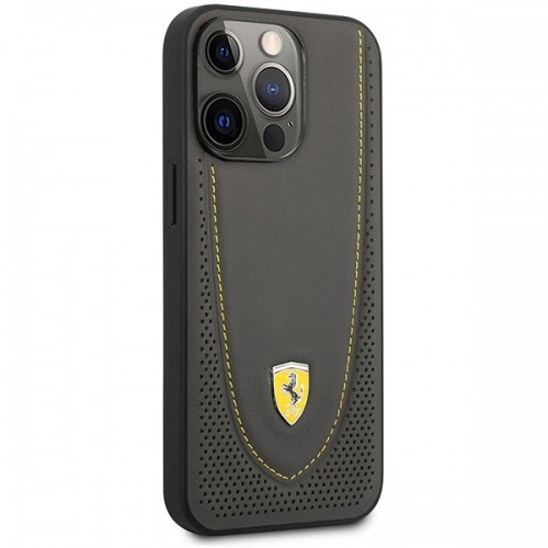 Ferrari FEHCP13LRGOG iPhone 13 Pro | 13 6.1" czarny|black hardcase Leather Curved Line image 4