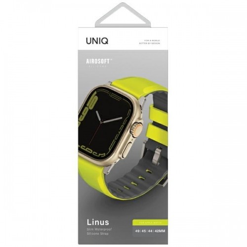 UNIQ pasek Linus Apple Watch Series 1|2|3|4|5|6|7|8|SE|SE2|Ultra 42|44|45|49mm Airosoft Silicone limonkowy|lime green image 4