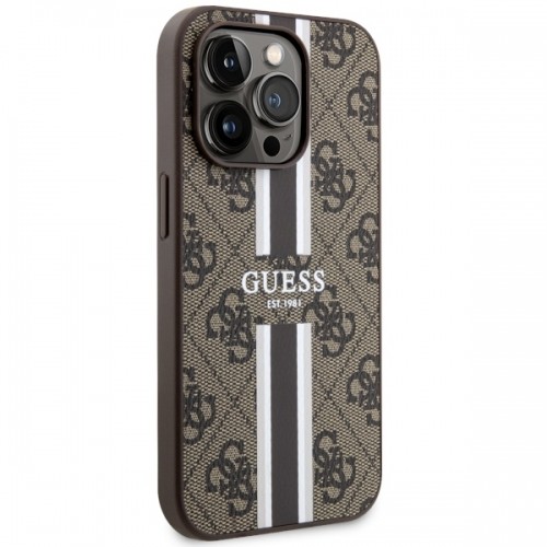 Guess GUHMP14XP4RPSW iPhone 14 Pro Max 6.7" brązowy|brown hardcase 4G Printed Stripes MagSafe image 4