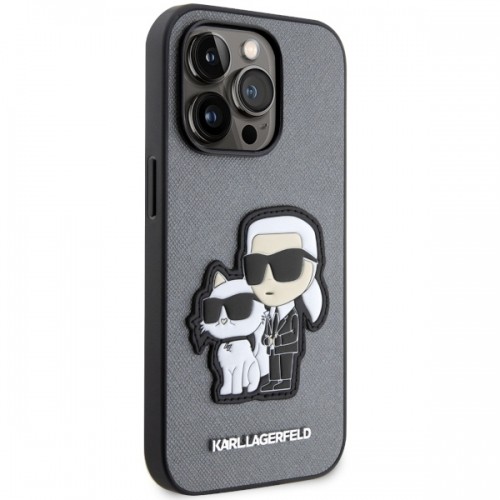 Karl Lagerfeld KLHCP14LSANKCPG iPhone 14 Pro 6.1" hardcase srebrny|silver Saffiano Karl & Choupette image 4