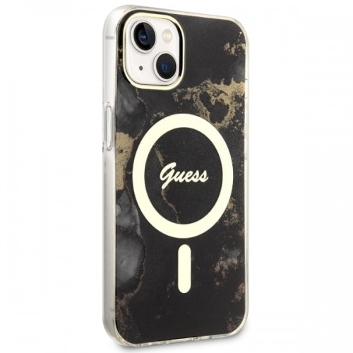 Guess GUHMP14MHTMRSK iPhone 14 Plus 6.7" czarny|black hardcase Golden Marble MagSafe image 4