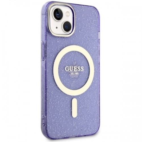 Guess GUHMP14MHCMCGU iPhone 14 Plus 6.7" purpurowy|purple hardcase Glitter Gold MagSafe image 4