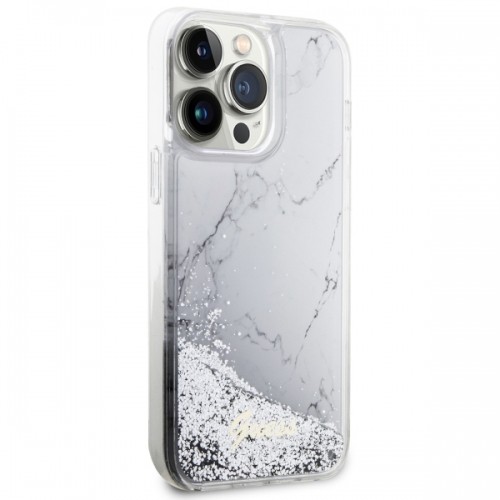Guess GUHCP14XLCSGSGH iPhone 14 Pro Max 6.7" biały|white hardcase Liquid Glitter Marble image 4