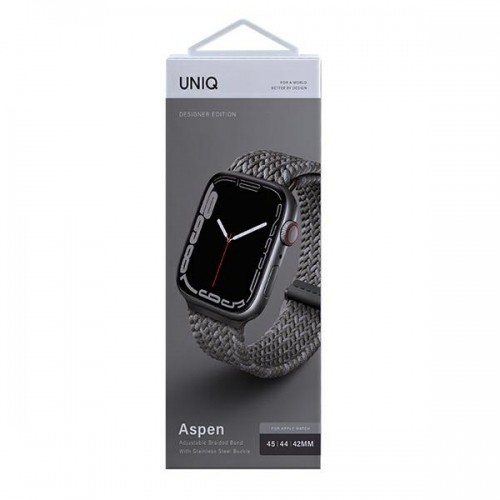 UNIQ pasek Aspen Apple Watch 44|42|45|49 mm Series 4|5|6|7|8|SE|SE2|Ultra Braided DE szary|pebble grey image 4