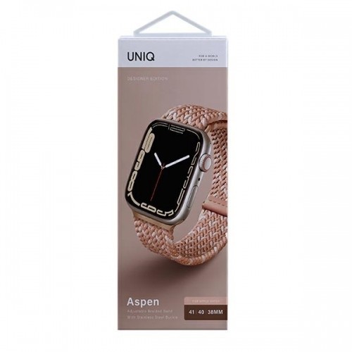 UNIQ pasek Aspen Apple Watch 40|38|41mm Series 4|5|6|7|8|SE|SE2 Braided DE różowy|citrus pink image 4