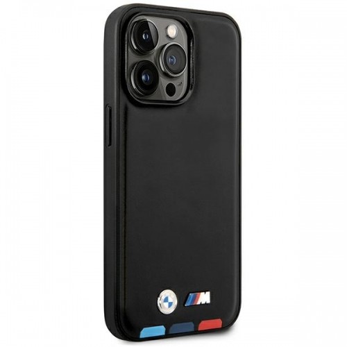 Etui BMW BMHCP14L22PTDK iPhone 14 Pro 6,1" czarny|black Leather Stamp Tricolor image 4