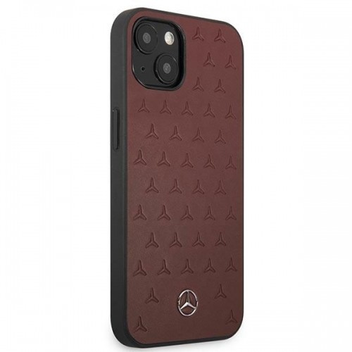 Mercedes MEHCP13MPSQRE iPhone 13 6,1" czerwony|red hardcase Leather Stars Pattern image 4