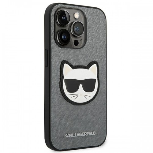 Karl Lagerfeld KLHCP14LSAPCHG iPhone 14 Pro 6,1" hardcase srebrny|silver Saffiano Choupette Head Patch image 4