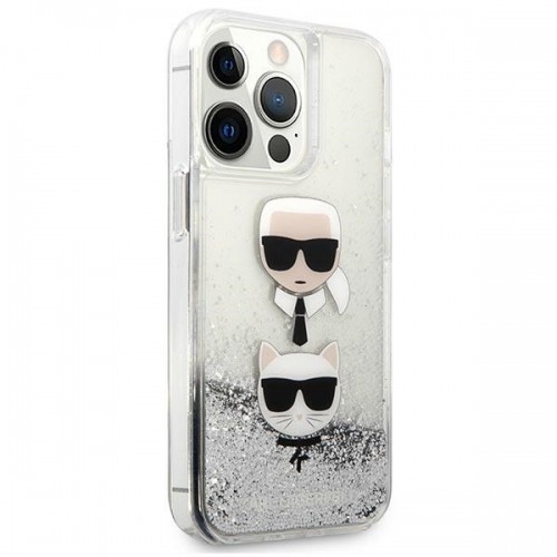 Karl Lagerfeld KLHCP13XKICGLS iPhone 13 Pro Max 6,7" srebrny|silver hardcase Liquid Glitter Karl&Choupette Head image 4
