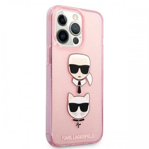 Karl Lagerfeld KLHCP13LKCTUGLP iPhone 13 Pro | 13 6,1" różowy|pink hardcase Glitter Karl`s & Choupette image 4
