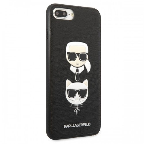 Karl Lagerfeld KLHCI8LSAKICKCBK iPhone 7 Plus | 8 Plus czarny|black hardcase Saffiano Karl&Choupette Head image 4