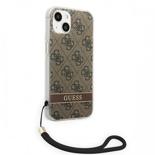 Guess GUOHCP14SH4STW iPhone 14 6,1" brązowy|brown hardcase 4G Print Strap image 4