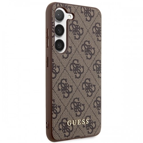 Guess GUHCS23SG4GFBR S23 S911 brązowy|brown hard case 4G Metal Gold Logo image 4