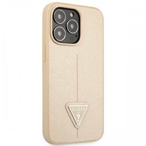 Guess GUHCP14XPSATLE iPhone 14 Pro Max 6,7" beżowy|beige hardcase SaffianoTriangle Logo image 4
