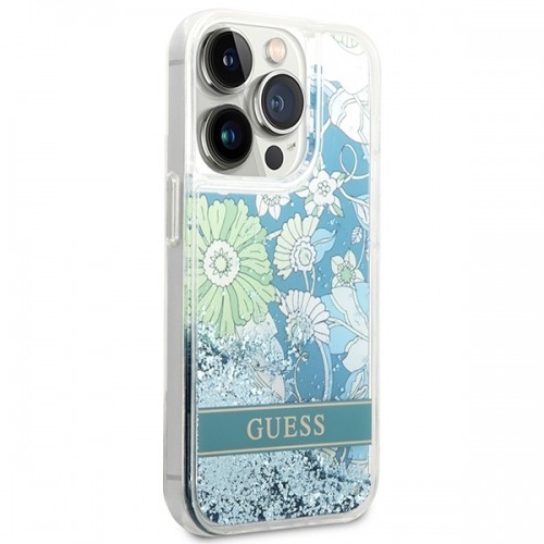 Guess GUHCP14XLFLSN iPhone 14 Pro Max 6,7" zielony|green hardcase Flower Liquid Glitter image 4