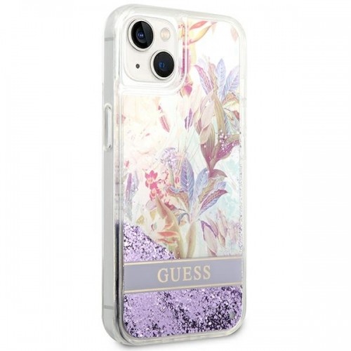 Guess GUHCP14SLFLSU iPhone 14 6,1" fioletowy|purple hardcase Flower Liquid Glitter image 4