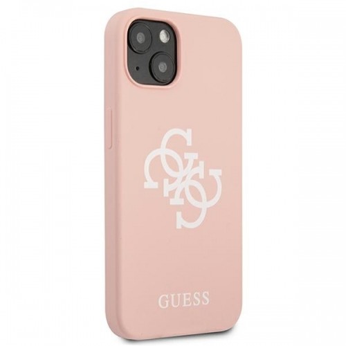 Guess GUHCP13SLS4GWPI iPhone 13 mini 5,4" różowy|pink hard case Silicone 4G Logo image 4