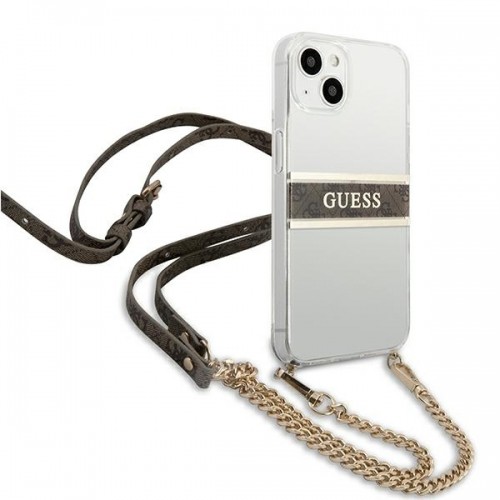 Guess GUHCP13SKC4GBGO iPhone 13 mini 5,4" Transparent hardcase 4G Brown Strap Gold Chain image 4