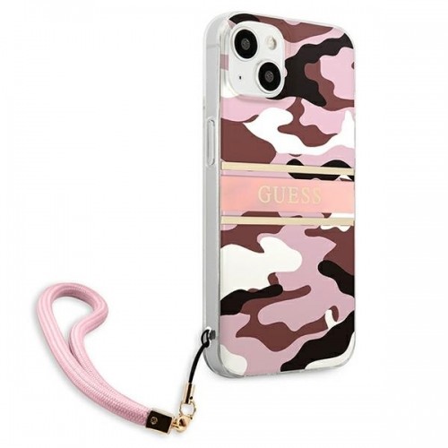 Guess GUHCP13MKCABPI iPhone 13 6,1" różowy|pink hardcase Camo Strap Collection image 4