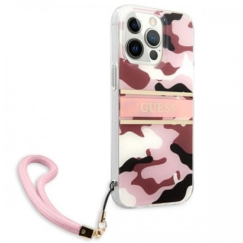 Guess GUHCP13LKCABPI iPhone 13 Pro | 13 6,1" różowy|pink hardcase Camo Strap Collection image 4