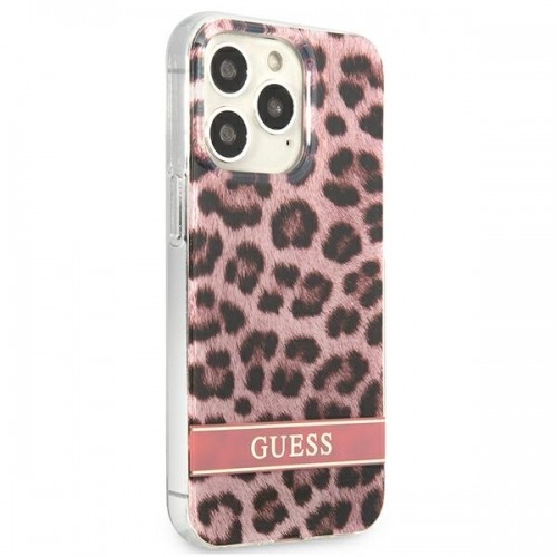 Guess GUHCP13LHSLEOP iPhone 13 Pro | 13 6,1" różowy|pink hardcase Leopard image 4
