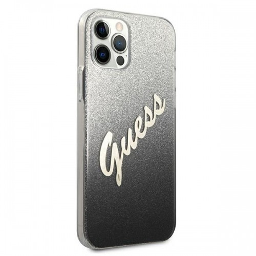 Guess GUHCP12MPCUGLSBK iPhone 12|12 Pro 6,1" czarny|black hardcase Glitter Gradient Script image 4