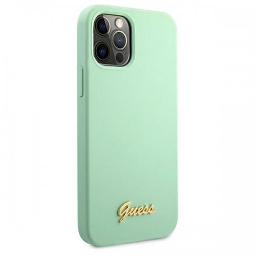 Guess GUHCP12MLSLMGGN iPhone 12|12 Pro 6,1" zielony|green hardcase Metal Logo Script image 4