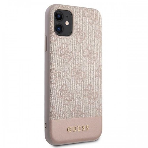 Guess GUHCN61G4GLPI iPhone 11 6,1" | Xr różowy|pink hard case 4G Stripe Collection image 4