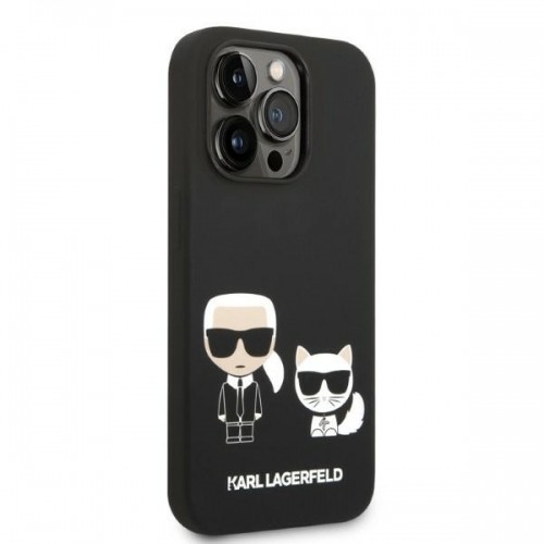 Karl Lagerfeld MagSafe Compatible Case Liquid Silicone Karl and Choupette for iPhone 14 Pro Max Black image 4