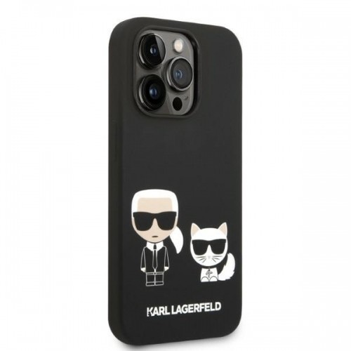 Karl Lagerfeld MagSafe Compatible Case Liquid Silicone Karl and Choupette for iPhone 14 Pro Black image 4
