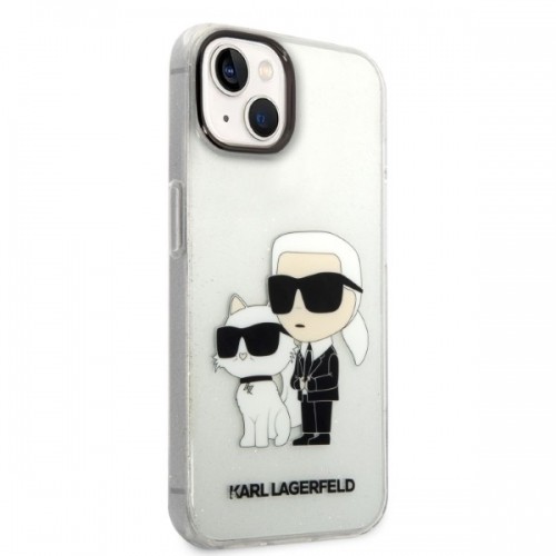 Karl Lagerfeld IML Glitter Karl and Choupette NFT Case for iPhone 14 Plus Transparent image 4
