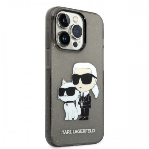 Karl Lagerfeld IML Glitter Karl and Choupette NFT Case for iPhone 14 Pro Black image 4