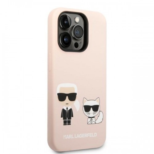 Karl Lagerfeld MagSafe Compatible Case Liquid Silicone Karl and Choupette for iPhone 14 Pro Max Pink image 4