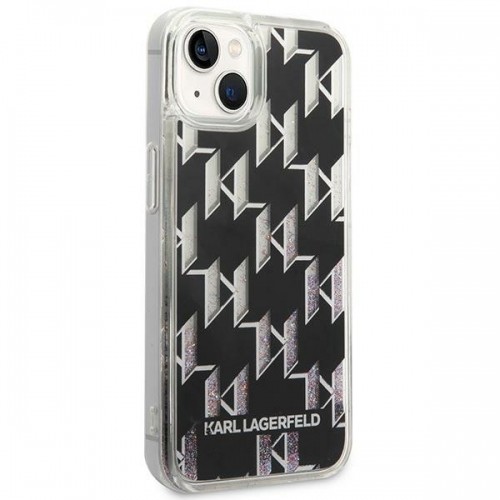 Karl Lagerfeld Monogram Liquid Glitter Case for iPhone 14 Black image 4