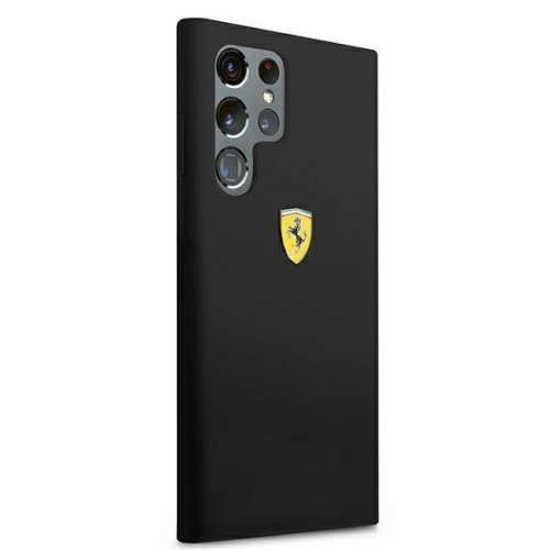 Ferrari Liquid Silicone Metal Logo Case for Samsung Galaxy S22 Ultra Black image 4