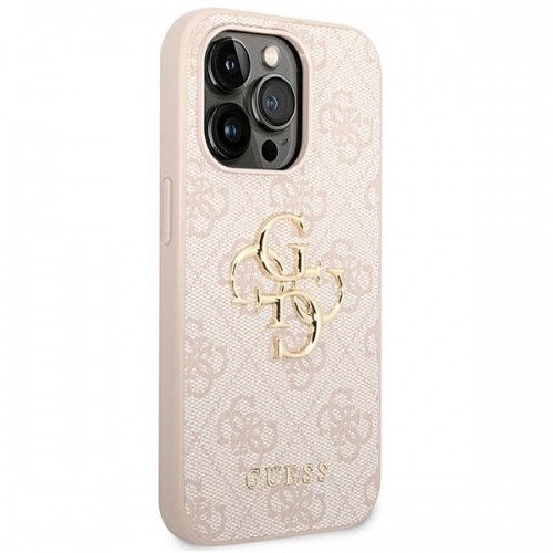 Guess PU 4G Metal Logo Case for iPhone 14 Pro Pink image 4