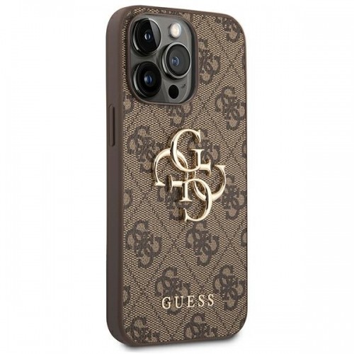 Guess PU 4G Metal Logo Case for iPhone 14 Pro Max Brown image 4