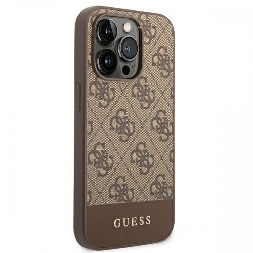 Guess 4G Stripe Case for iPhone 14 Pro Max Brown image 4