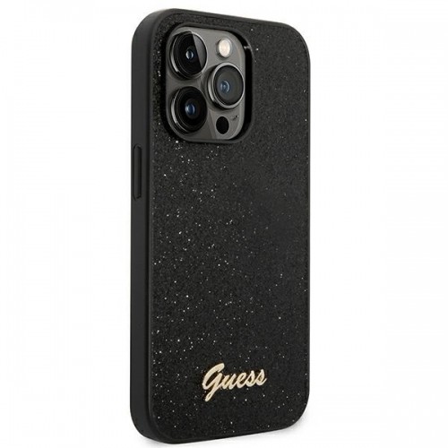 Guess PC|TPU Glitter Flakes Metal Logo Case for iPhone 14 Pro Max Black image 4