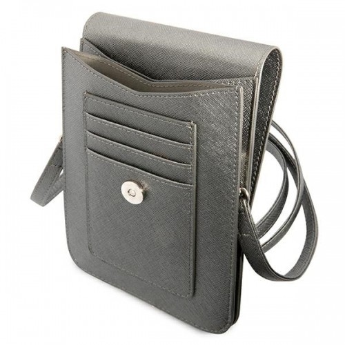 Guess PU Saffiano Triangle Logo Phone Bag Grey image 4